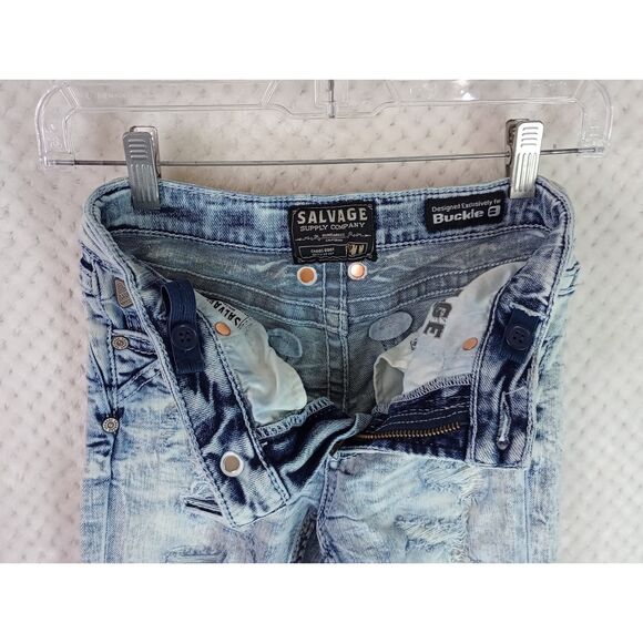 Salvage Chaos Boot Regular Fit Boys 12 Tall Destructed Denim Jeans - Picture 13 of 15